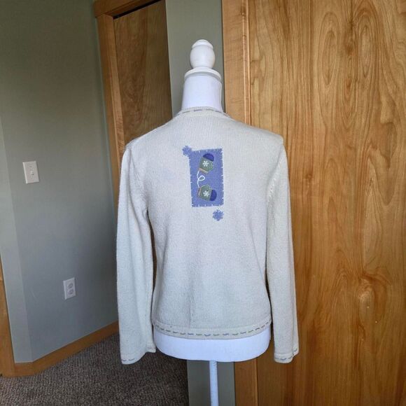 vintage y2k Croft & barrow sit cardigan sweater winter themed - Picture 2 of 6